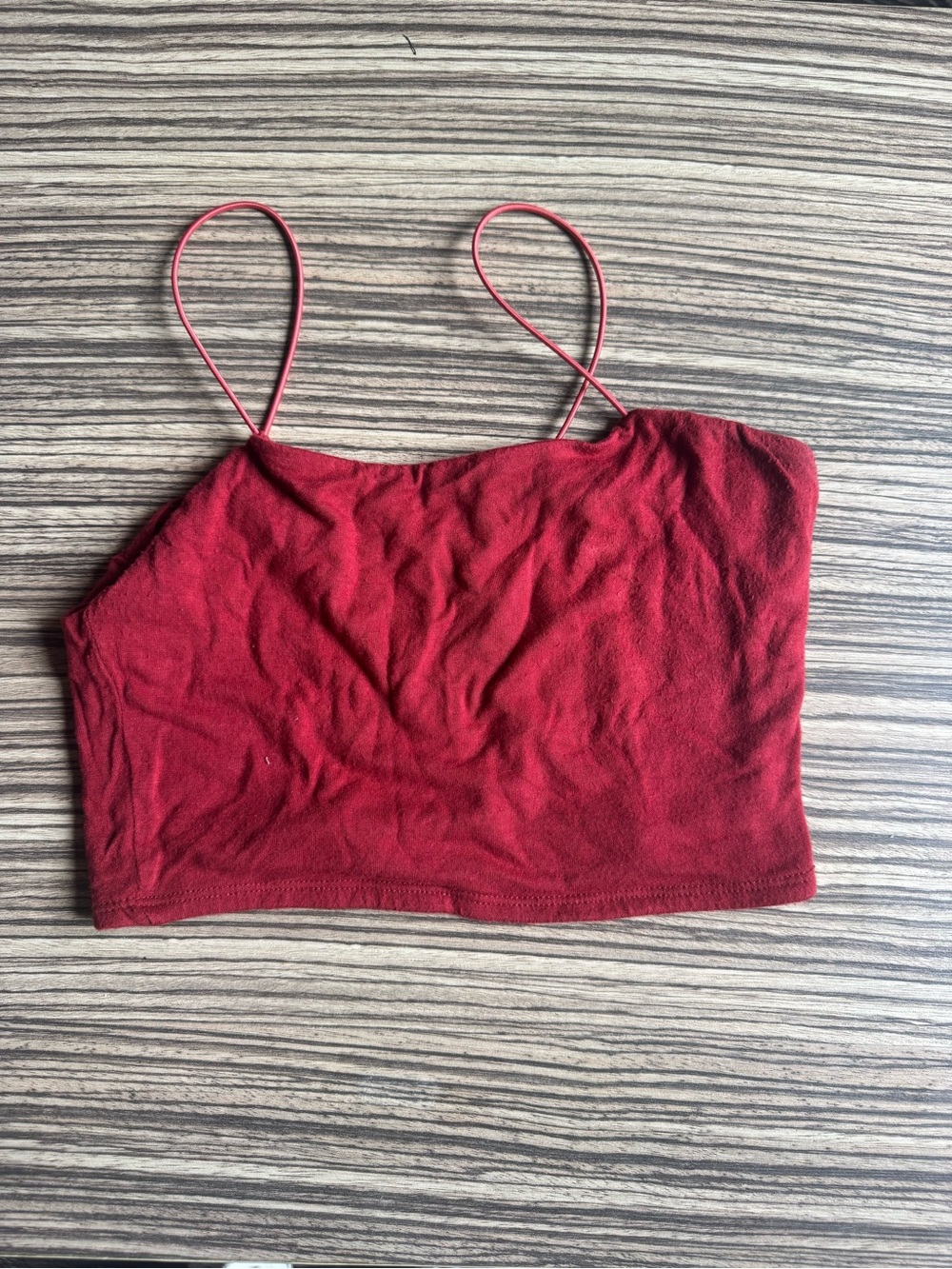 Zara Red Spaghetti Strap Crop Camisole